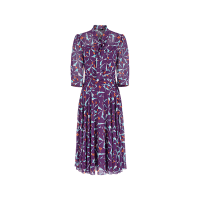 MARYLINGV领飘带印花连衣裙