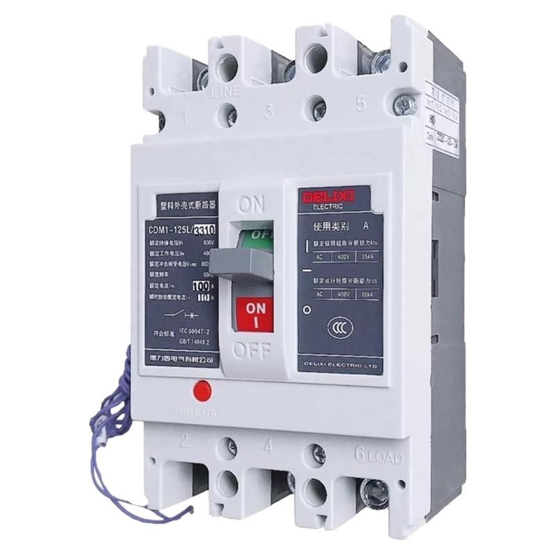 德力西3P 4P分励脱扣消防强切63A塑壳断路器CDM1 3310 100A-400A