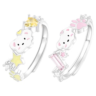 VIVIWELL星星相伴闺蜜对戒 可爱精致小狗情侣银戒指轻奢新年礼物
