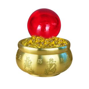 五路财神聚宝盆黄铜摆件迷你小号家居装饰品客厅东南玄关招财礼品