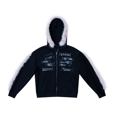 美式复古连帽开衫卫衣外套