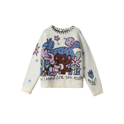 有耳uare原创小熊抱抱提花毛衣