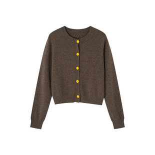 indicia标记25冬新款绵羊毛韩版杏仁糖色系简约百搭开衫L2D5KS240