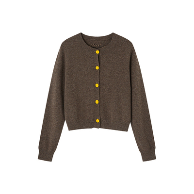 indicia标记25冬新款绵羊毛韩版杏仁糖色系简约百搭开衫L2D5KS240