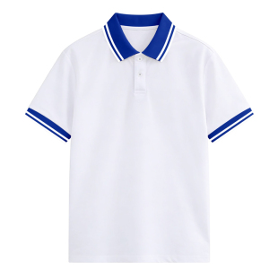 中学生校服polo衫短袖幼儿园白色t恤夏季男童班服东明县第八小学