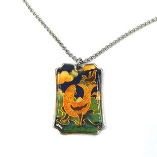 原创国潮八吉祥珐琅吊坠景泰蓝项链女款小众设计感礼物生日送人