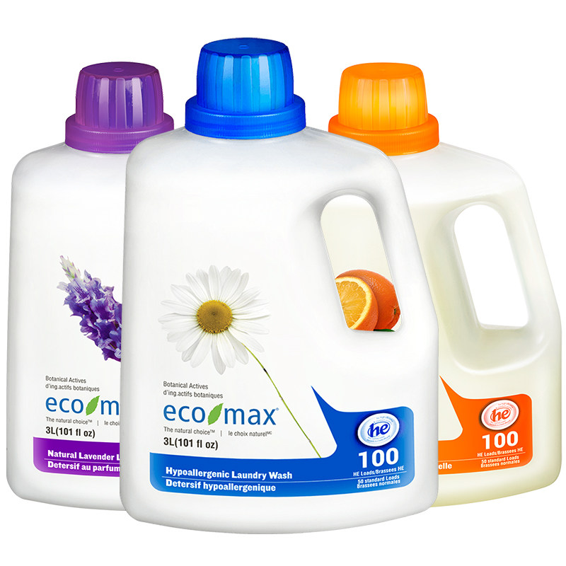 ecomax加拿大进口洗衣液薰衣草桔子无香大瓶家用低泡官方旗舰店3L