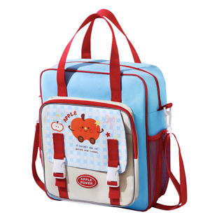 苹果乐园补习袋小学生女孩书包儿童双肩手提袋拎书袋补习包初中帆布女生手提包韩式风美术袋补课袋男孩收纳袋