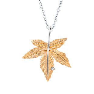 【Ree】 一叶知秋·枫 特殊闪沙工艺18k黄金白金镶钻叶子吊坠项链