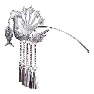 苗疆少女头饰古风少数民族仿苗银手工发簪流苏百搭银鱼吊坠簪子女