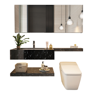 定制浴室柜大理石台面延长切角岩板卫浴柜包柱子洗手盆柜任意尺寸