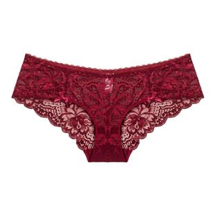 维多利亚多培尔性感本命年红内裤女蕾丝纯棉抗菌裆结婚三角裤大码