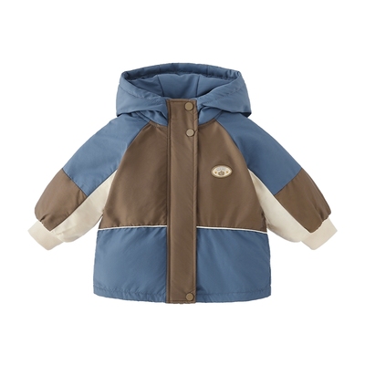 [远红外锁温]儿童秋冬冲锋衣女童外套男童户外连帽加绒潮宝宝冬装