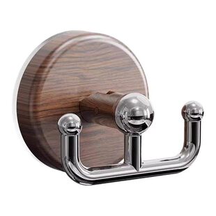 木纹吸盘挂钩免打孔强力承重浴室卫生间门后衣服架厨房挂毛巾粘钩