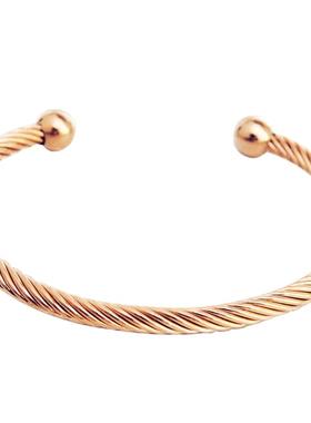 钛钢麻花手镯女可调节不掉色开口