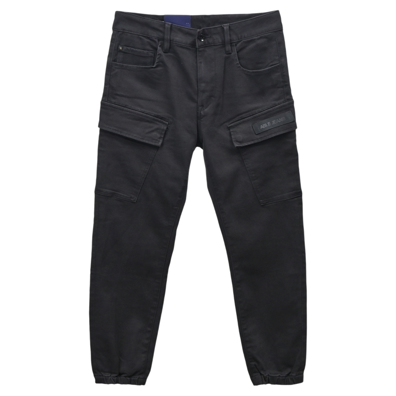 ABLEJEANS男士黑牛仔工装束脚裤