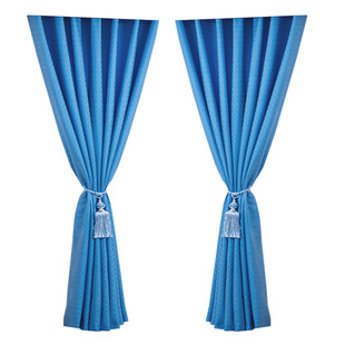 纯蓝色简约全遮光办公室窗帘布料学校教室医用窗帘隔断帘遮阳防晒