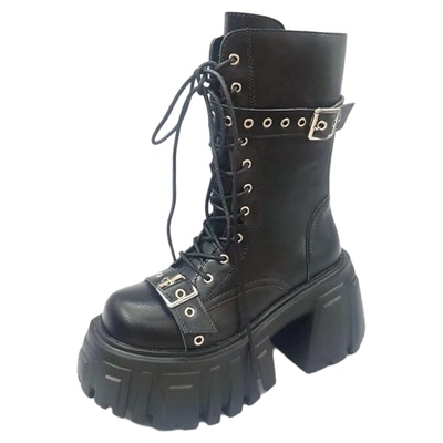 10cm厚底骑士靴女小个子