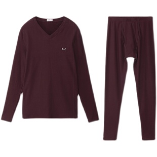 猫人男士丝羊毛发热保暖内衣中厚秋衣秋裤套装打底棉毛衫卫衣