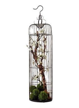 鸟笼梅花艺术品落地摆件样板房