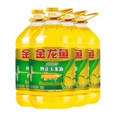 金龙鱼纯正玉米油食用油4L*4瓶整箱家用烘焙炒菜非转基因