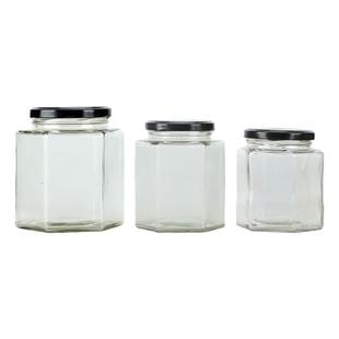 无铅六棱玻璃瓶 蜂蜜瓶带盖 辣椒油牛肉酱柠檬膏空瓶子圆形密封罐