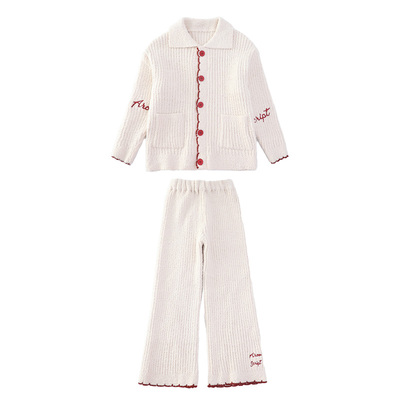 女童秋冬半边绒睡衣保暖家居服潮