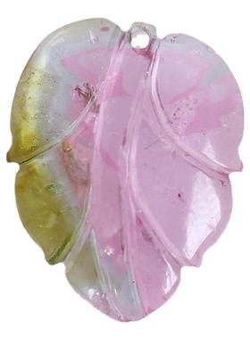 巴西天然西瓜碧玺粉色叶子鱼滴流