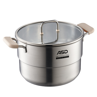 爱仕达汤锅316L不锈钢加厚家用蒸锅煮粥锅煮锅蒸煮双耳电磁炉炖锅