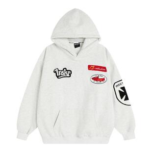 INSstudios 国潮美式「毛巾刺绣LOGO连帽卫衣」宽松加绒上衣帽衫