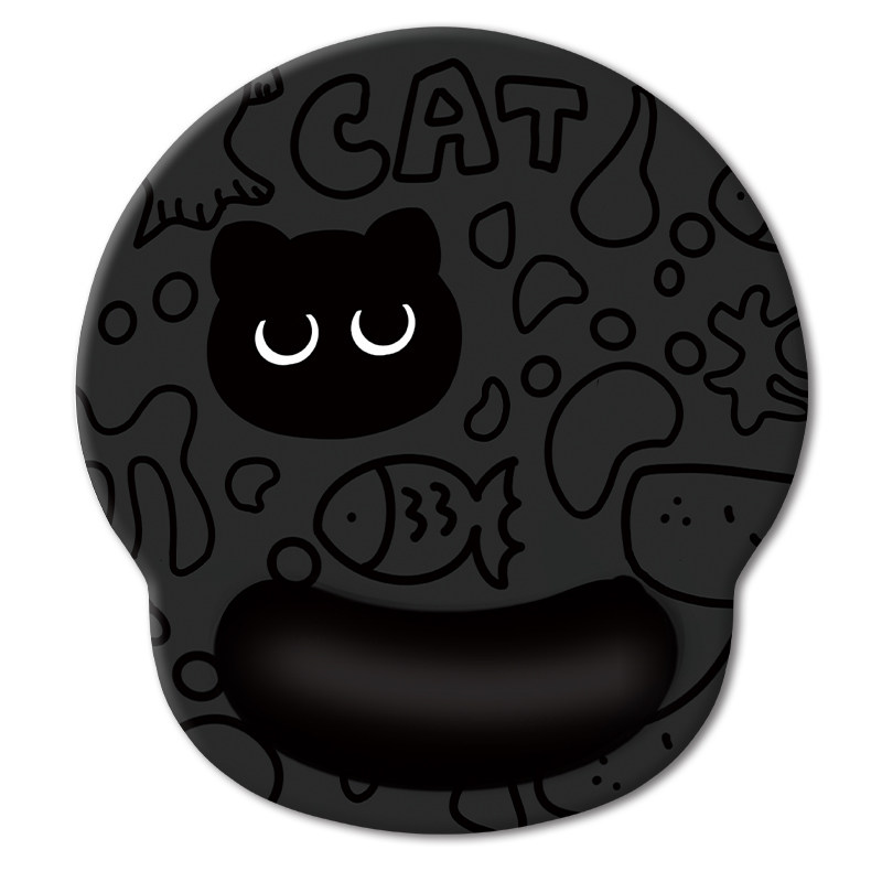 卡通小黑猫护腕鼠标垫电脑护肘垫
