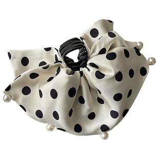 法式优雅波点珍珠裙摆抓夹女温柔公主头发夹半扎发高级感夹子发饰