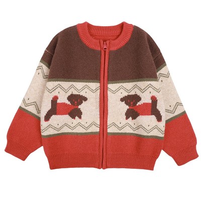 男童卡通拉链毛衣开衫