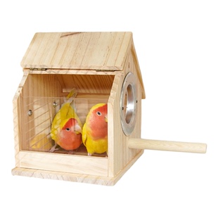【宠大条】鹦鹉可视繁殖箱户外实木鸟窝牡丹孵化窝四季躲避小木屋