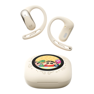 ROCK蜡笔小新挂耳式蓝牙耳机带屏幕无线开放非骨传导2026新款触屏