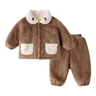 嘟嘟家宝宝珊瑚绒睡衣套装冬季儿童家居服男童加厚女童保暖秋冬装