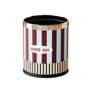 皮纹客厅垃圾桶家用大容量轻奢中古风高颜值卧室卫生间大号卫生桶