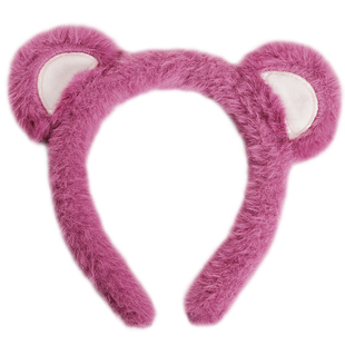 洗脸发箍女可爱粉色毛绒绒草莓熊发卡2025新款敷面膜压发头箍发捆