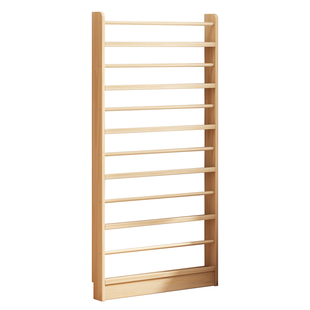 书架儿童绘本架实木超薄书本收纳架客厅靠墙简易置物架子不占空间