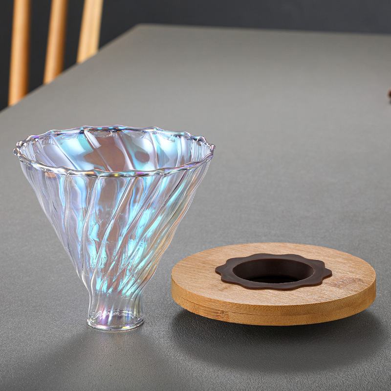 17咖啡壶手冲咖啡滤杯七彩滴套装壶玻璃漏壶电镀分享带刻度过滤器