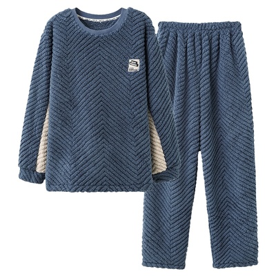 浪莎珊瑚绒睡衣男加厚保暖套装