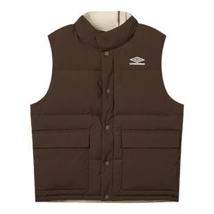 umbro茵宝官方鸭绒双面运动保暖复古外套男马甲羽绒背心羽绒服男