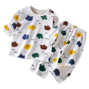 儿童纯棉a类长袖长裤家居服套装夏新款男女童薄款睡衣宝宝空调服