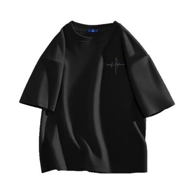 捷尼拉莫GENIOLAMODE高级感短袖男款夏季黑色痞帅休闲全棉t恤衫男