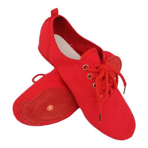 红色男女高帮爵士鞋形体鞋舞蹈鞋芭蕾舞鞋儿童帆布练功鞋软底鞋