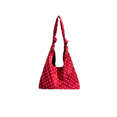 复古波点打结带大容量托特包