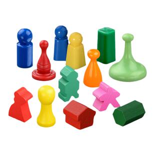 正印坊游戏标记桌游配件彩色棋子木质wooden token塑料骰子玩具