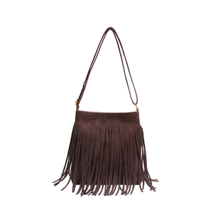 流苏包包女式2025新款流行秋冬高级感单肩包麂皮绒通勤斜挎水桶包