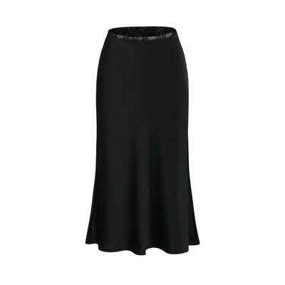 DANZ秋冬醋酸蕾丝拼接精致优雅缎面半身鱼尾裙