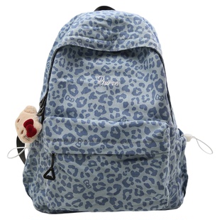 YZ少女豹纹书包双肩包高颜值小众旅游休闲背包大容量轻便校园肩包